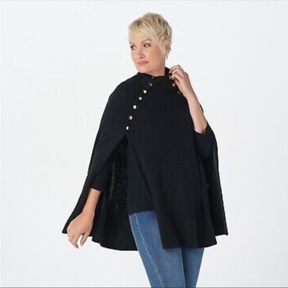 NWT G.I.L.I. (Got It Love It)Black Poncho/Cape Fall Spring Size XS/S - Picture 2 of 11